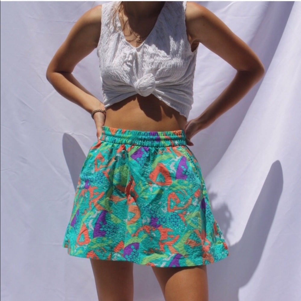 Vintage 90s funky neon mini skirt